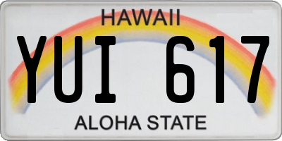 HI license plate YUI617