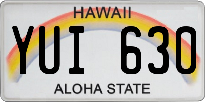 HI license plate YUI630