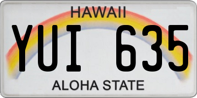 HI license plate YUI635