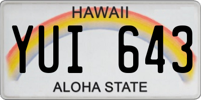 HI license plate YUI643