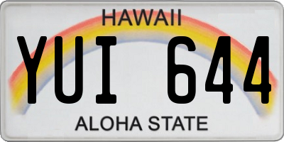 HI license plate YUI644