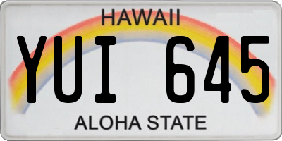 HI license plate YUI645