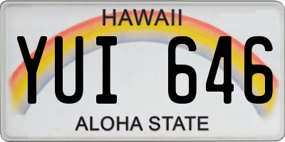 HI license plate YUI646