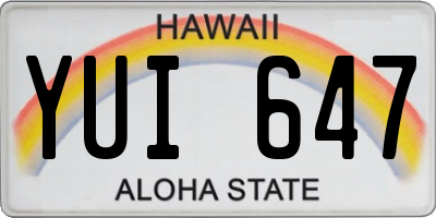 HI license plate YUI647