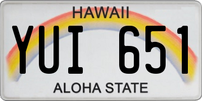 HI license plate YUI651
