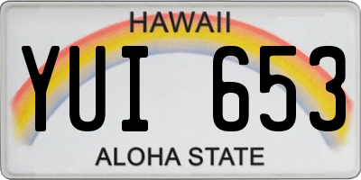 HI license plate YUI653