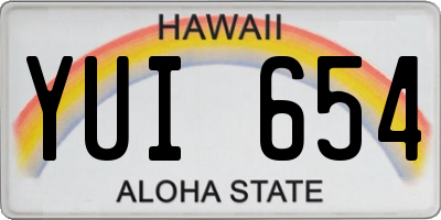 HI license plate YUI654