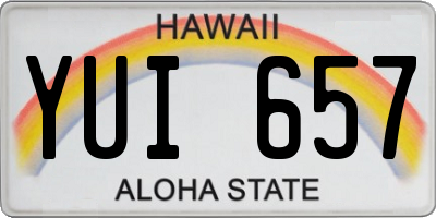 HI license plate YUI657