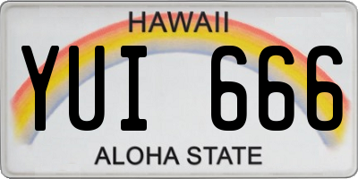 HI license plate YUI666