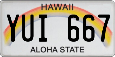 HI license plate YUI667