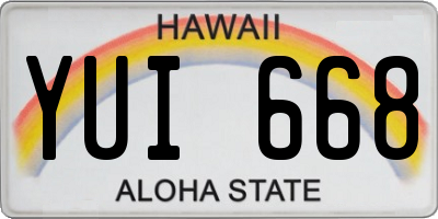 HI license plate YUI668