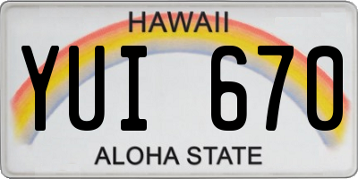 HI license plate YUI670