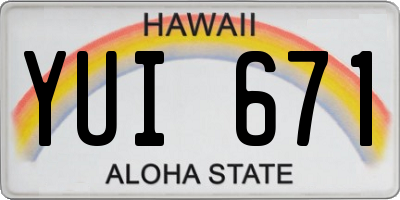 HI license plate YUI671