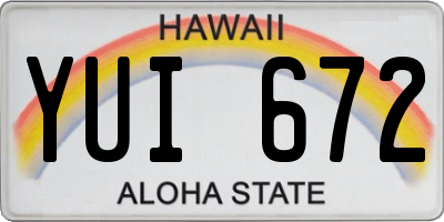 HI license plate YUI672