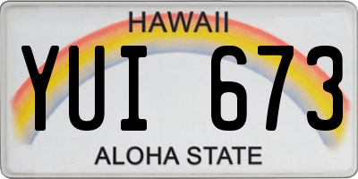 HI license plate YUI673