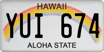 HI license plate YUI674