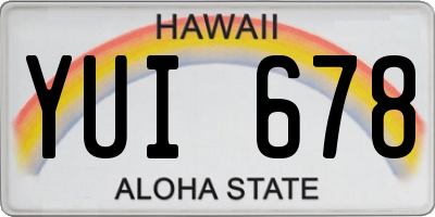 HI license plate YUI678