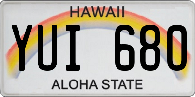 HI license plate YUI680