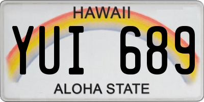 HI license plate YUI689
