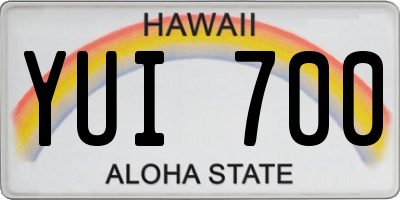HI license plate YUI700