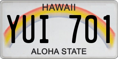 HI license plate YUI701