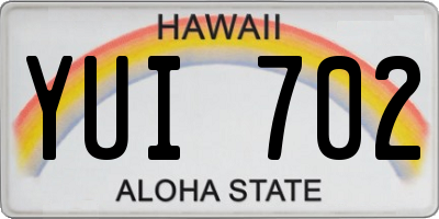 HI license plate YUI702