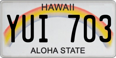 HI license plate YUI703