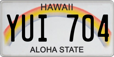 HI license plate YUI704