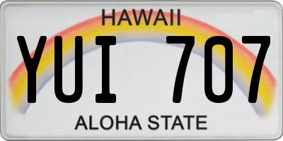 HI license plate YUI707