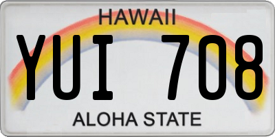 HI license plate YUI708