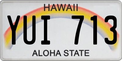HI license plate YUI713
