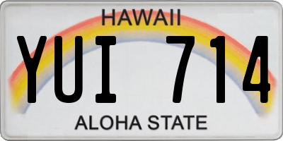 HI license plate YUI714