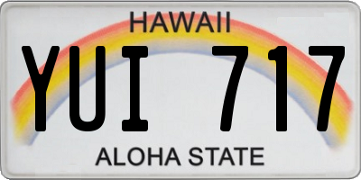 HI license plate YUI717
