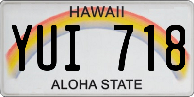 HI license plate YUI718