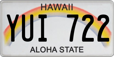 HI license plate YUI722