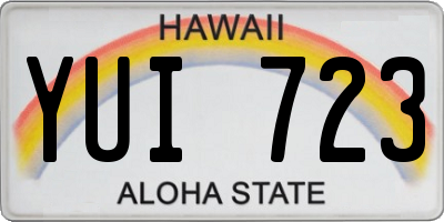 HI license plate YUI723