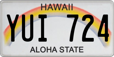 HI license plate YUI724