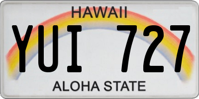 HI license plate YUI727