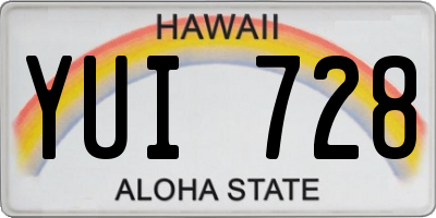 HI license plate YUI728