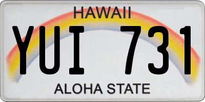 HI license plate YUI731