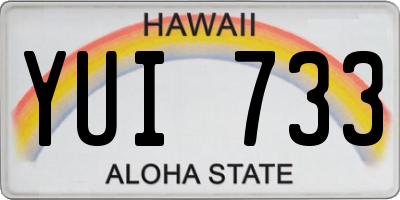 HI license plate YUI733