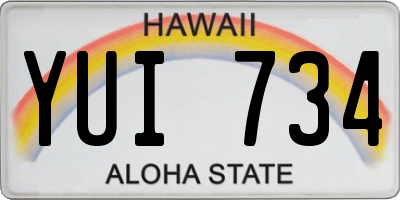 HI license plate YUI734