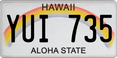 HI license plate YUI735