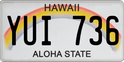 HI license plate YUI736
