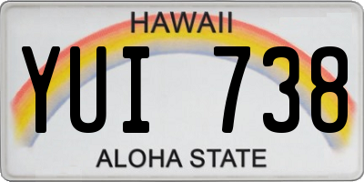 HI license plate YUI738