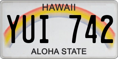 HI license plate YUI742