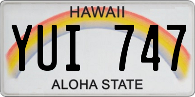 HI license plate YUI747