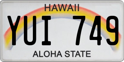 HI license plate YUI749