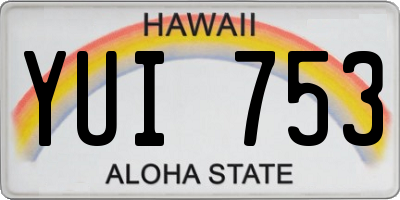 HI license plate YUI753