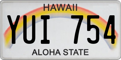 HI license plate YUI754